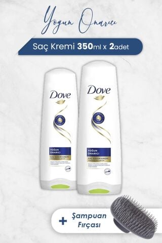 Dove Yoğun Onarıcı Saç Bakım Kremi 350 ml x 2 Adet ve Şampuan Fırçası