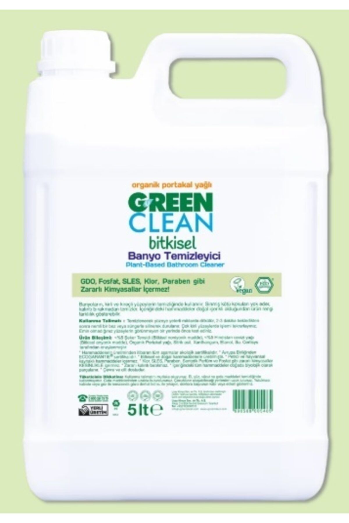 Green Clean Organik Portakal Yağlı Bitkisel Banyo Temizleyici (5000 Ml)