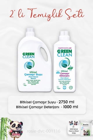 Green Clean Çamaşır Suyu 2750 ml, Çamaşır Deterjanı 1 lt ve ROSIE