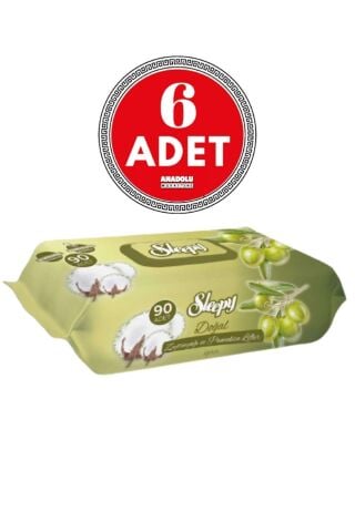 Sleepy Sleepy Pamuk Zeytinyağlı Islak Havlu 90'lı 6 Adet