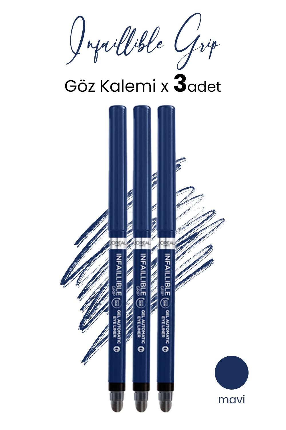 Loreal Paris Infaillible Grip Automatic Jel Göz Kalemi Yoğun Mavi x 3 Adet
