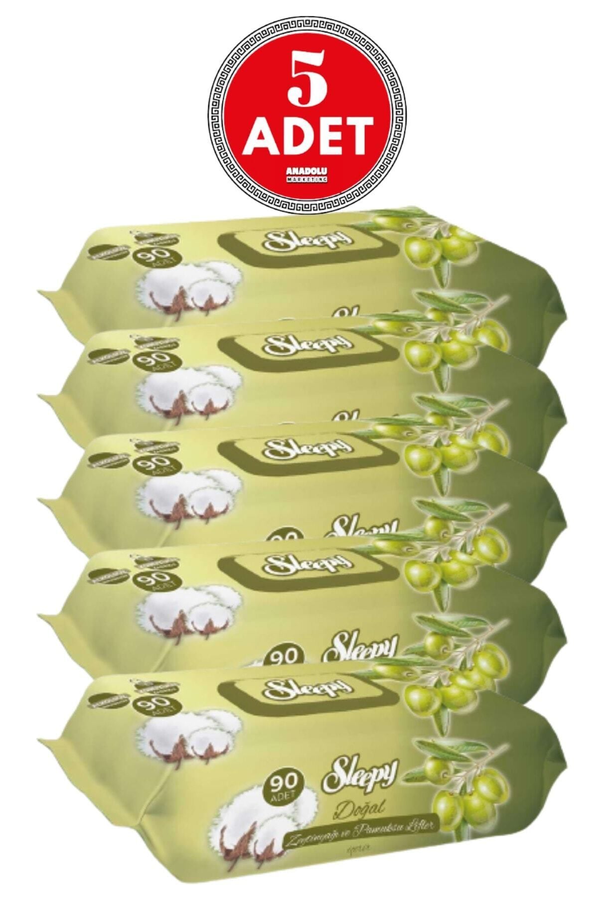 Sleepy Sleepy Pamuk Zeytinyağlı Islak Havlu 90'lı 5 Adet