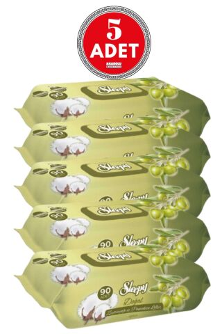 Sleepy Sleepy Pamuk Zeytinyağlı Islak Havlu 90'lı 5 Adet