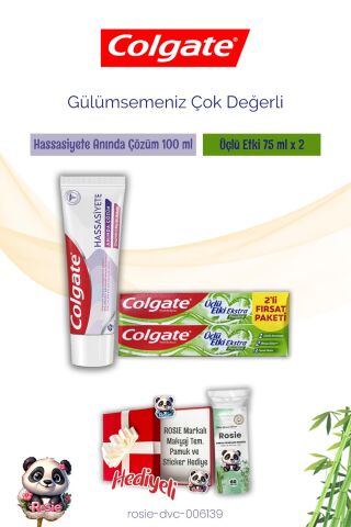 Colgate Diş Macunu Üçlü Etki 2'li Paket, Hassasiyete Anında Çözüm ve Rosie