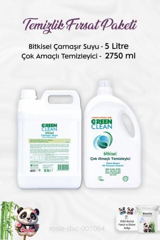 Green Clean Çok Amaçlı Temizleyici  2750 ml, Çamaşır Suyu 5 lt ve ROSIE