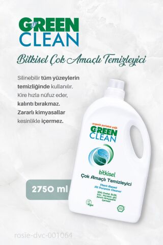 Green Clean Çok Amaçlı Temizleyici  2750 ml, Çamaşır Suyu 5 lt ve ROSIE
