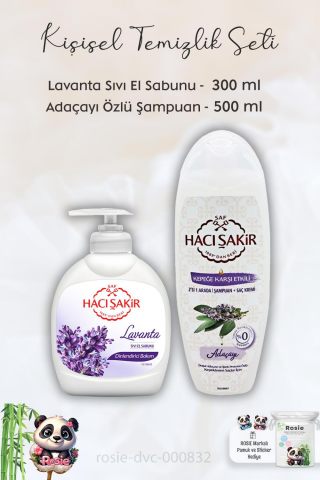 Hacı Şakir Lavanta Dinlendirici Sıvı Sabun 300 ml, Adaçayı Şampuan 500 ml ve ROSIE