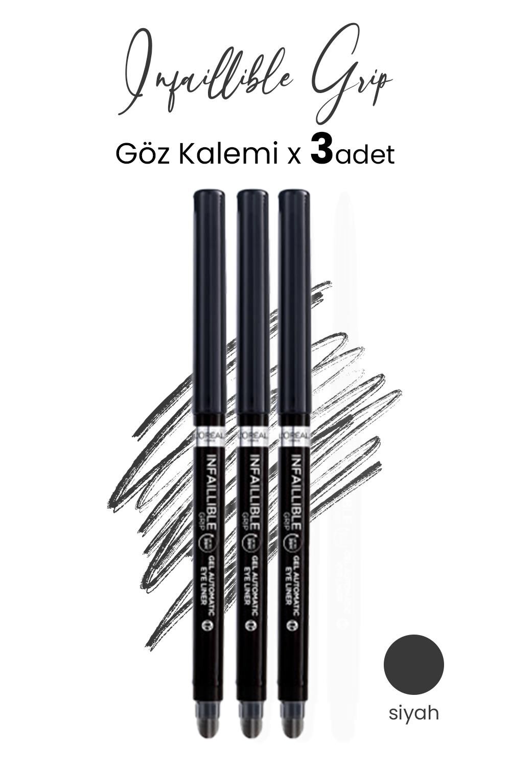 Loreal Paris Infaillible Grip Automatic Jel Göz Kalemi Yoğun Siyah x 3 Adet