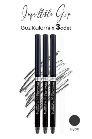 Loreal Paris Infaillible Grip Automatic Jel Göz Kalemi Yoğun Siyah x 3 Adet