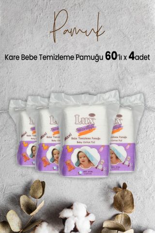 Lux Kare Bebe Temizleme Pamuğu 60' lı x 4 Adet