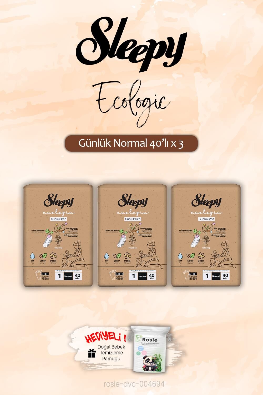 Sleepy 3 Adet Ecologic Günlük Ped Normal 40'lı ve ROSIE