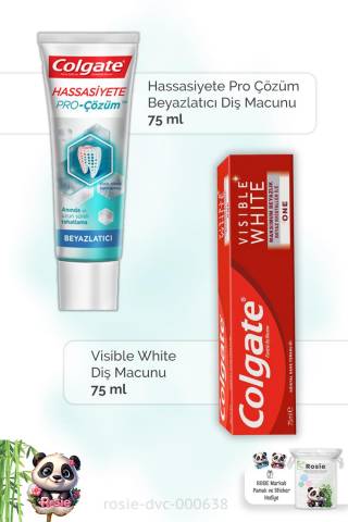 Colgate Hassasiyete Pro Çözüm Beyazlatıcı 75 ml, Visible White 75 ml Diş Macunu ve ROSIE
