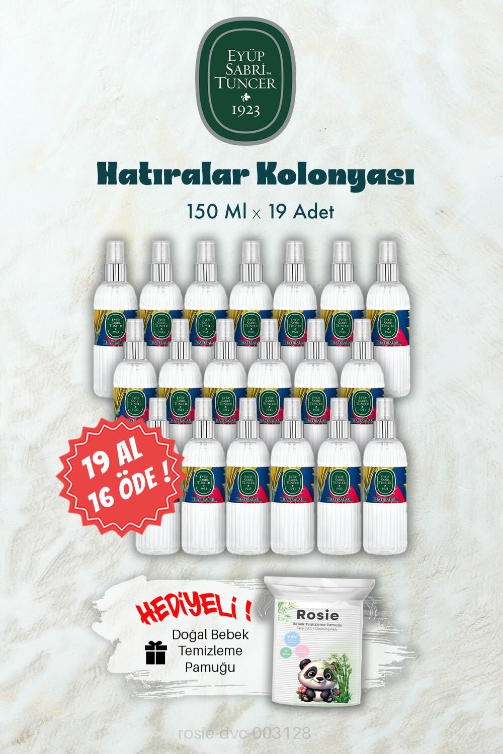 19 AL 16 ÖDE 150 ML Hatıralar Kolonyası ve ROSIE Hediye