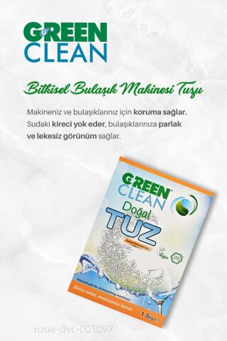 Green Clean Çamaşır Suyu 5 lt, B.Makinesi Tableti 30'lu, Makine Tuzu 1.5 kg ve ROSIE