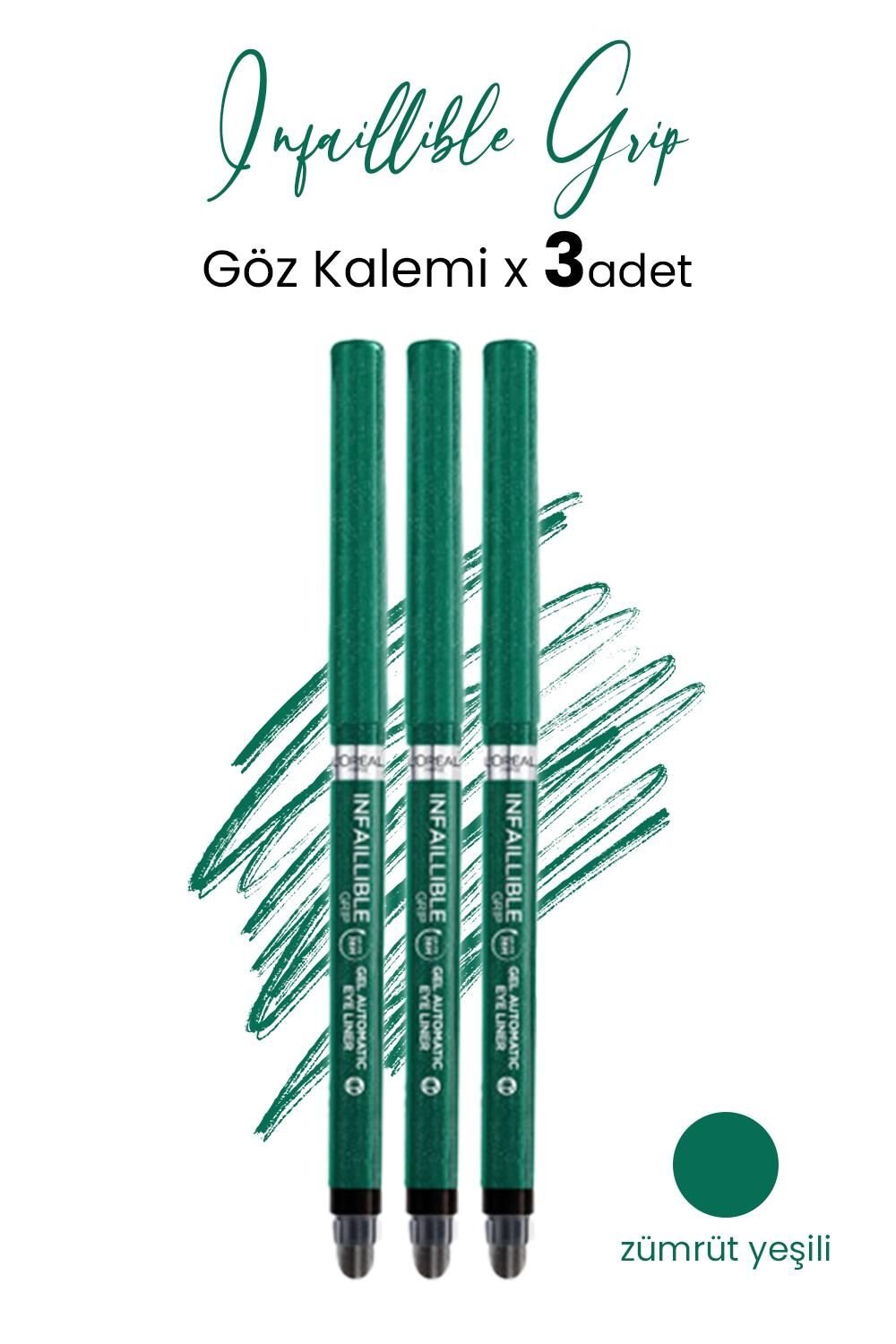 Loreal Paris Infaillible Grip Automatic Jel Göz Kalemi Zümrüt Yeşili x 3 Adet
