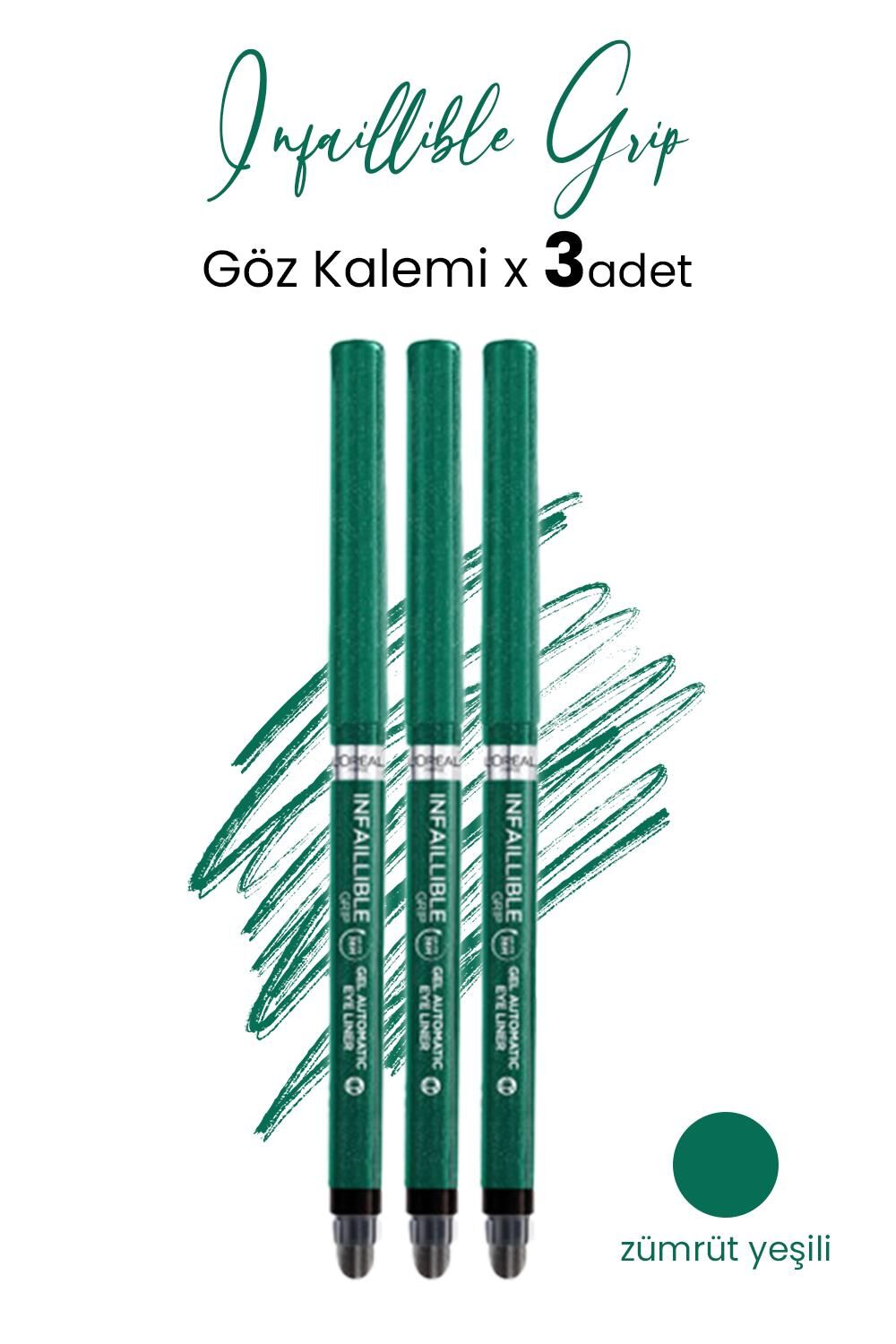 Loreal Paris Infaillible Grip Automatic Jel Göz Kalemi Zümrüt Yeşili x 3 Adet