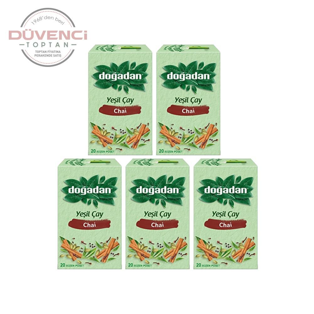 Doğadan Yeşil Çay Chai Poşet Bardak Çay x 5 adet
