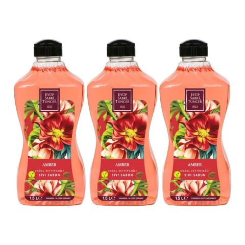 Eyüp Sabri Tuncer Doğal Zeytinyağlı Sıvı Sabun Amber 1.5 litre Pet Şişe x 3 Adet