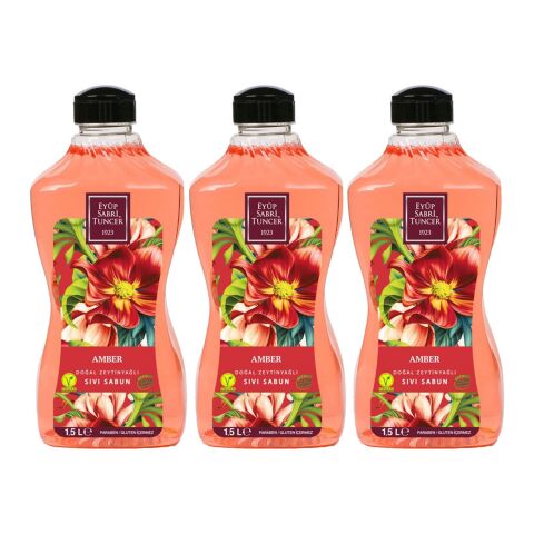 Eyüp Sabri Tuncer Doğal Zeytinyağlı Sıvı Sabun Amber 1.5 litre Pet Şişe x 3 Adet