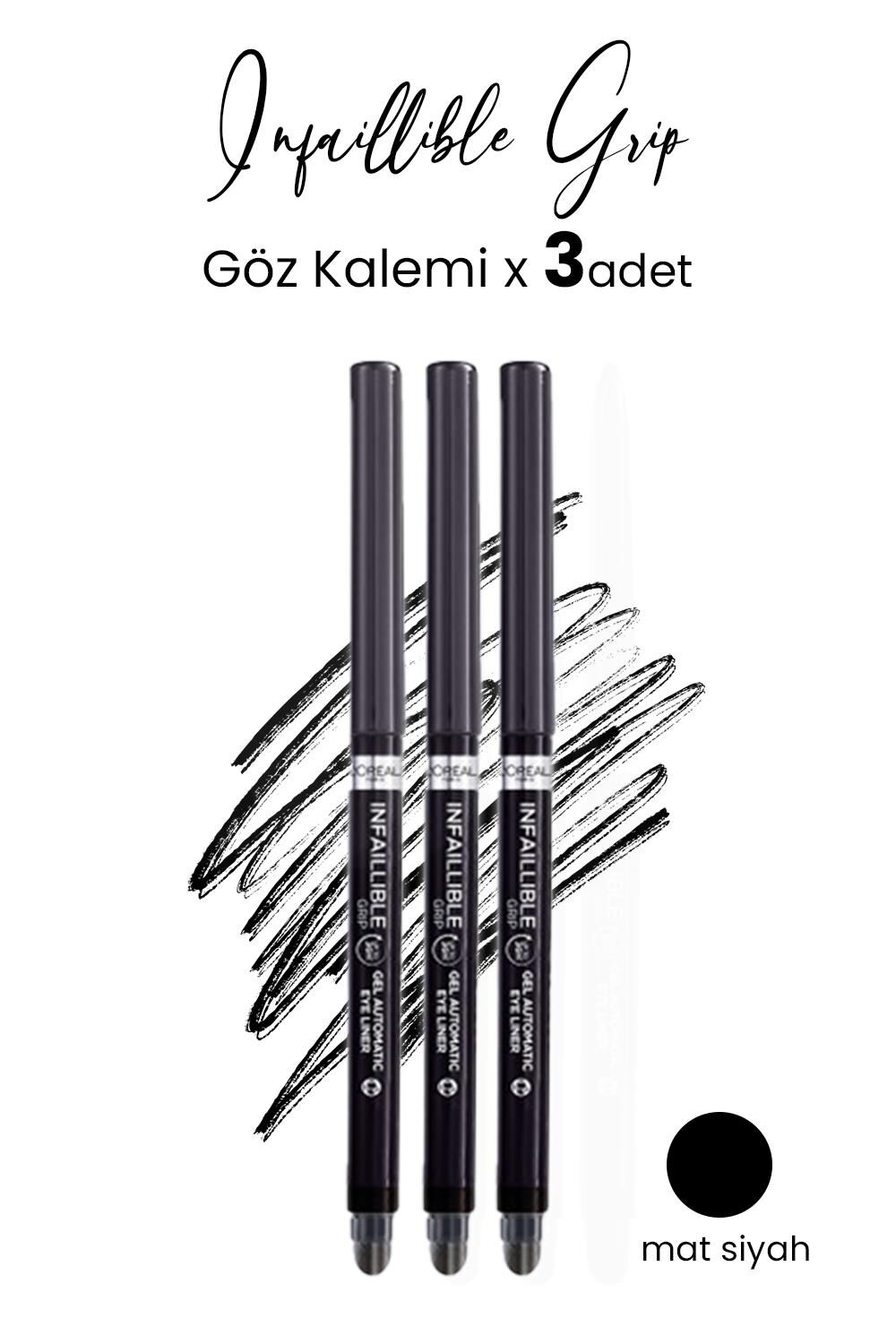 Loreal Paris Infaillible Grip Automatic Jel Göz Kalemi Mat Siyah x 3 Adet