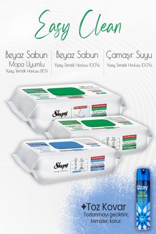 Sleepy Easy Clean Yüzey Temizlik Havlusu Seti 2 ve Toz Kovar