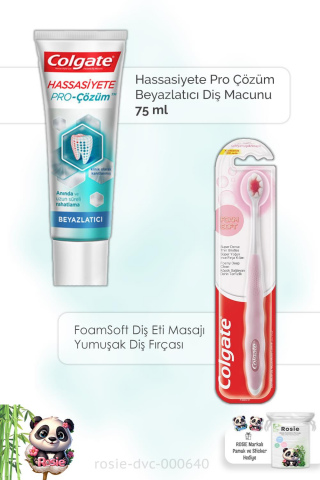 Colgate Hassasiyete Pro Çözüm Beyazlatıcı Diş Macunu 75 ml, FoamSoft Diş Fırçası ve ROSIE