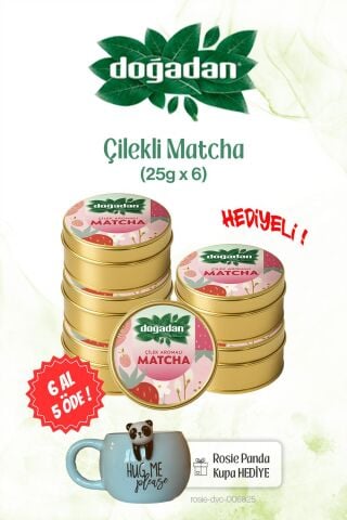 6 AL 5 ÖDE Doğadan Matcha Çilekli 25gr ve Panda Kupa