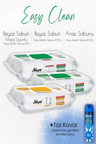 Sleepy Easy Clean Yüzey Temizlik Havlusu Seti 3 ve Toz Kovar