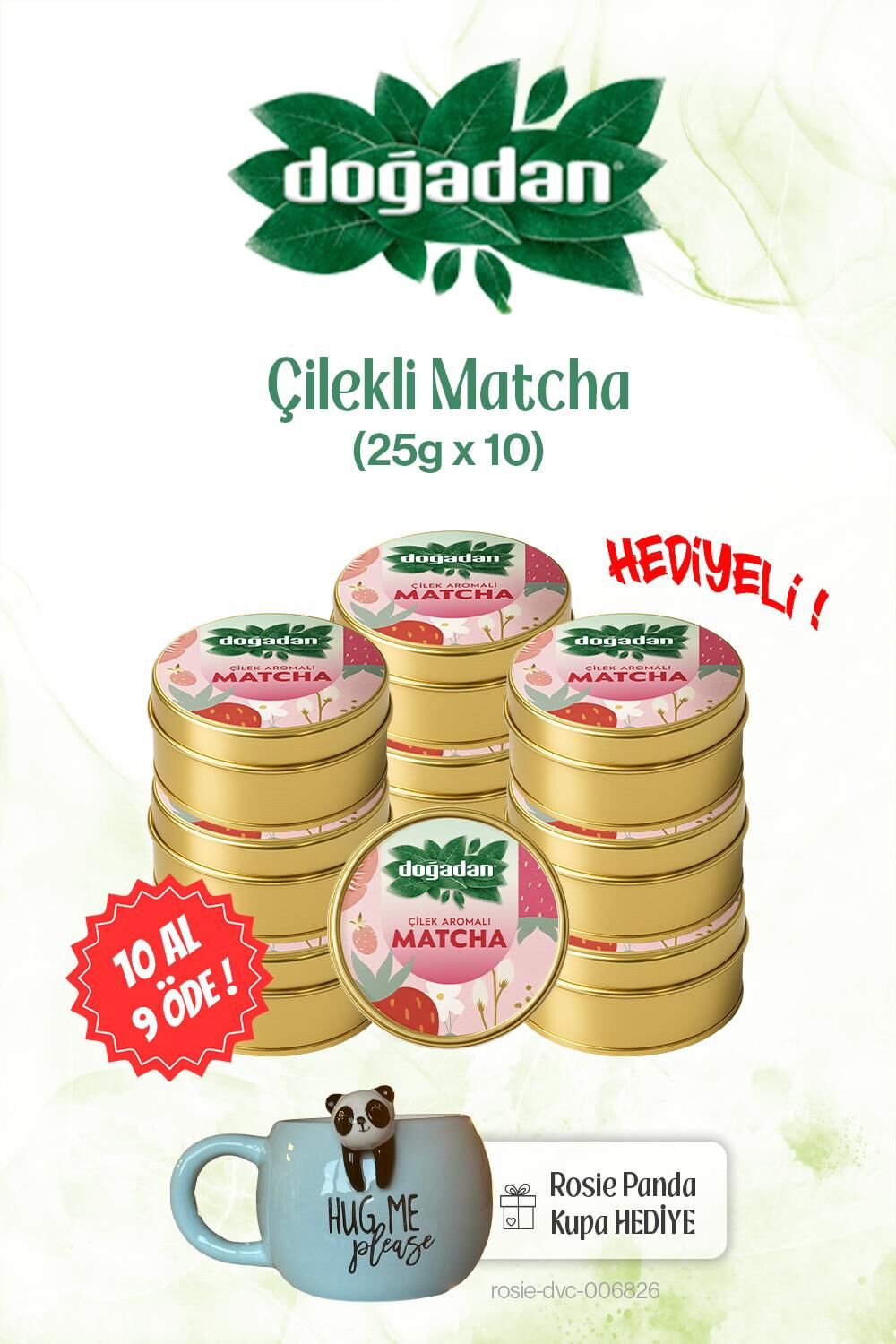 10 AL 9 ÖDE Doğadan Matcha Çilekli 25gr ve Panda Kupa