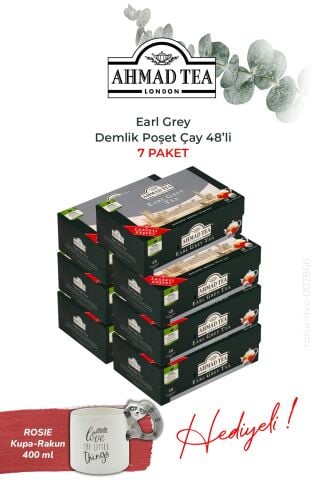 7'li Earl Grey Demlik Poşet Çay 48’li ve Rakun Kupa HEDİYE