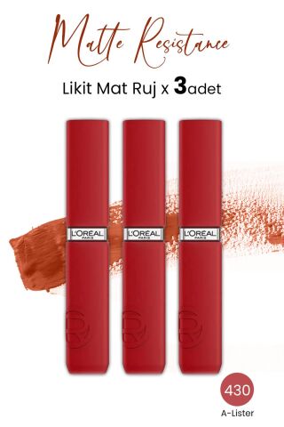 Loreal Paris Infaillible Matte Resistance Likit Mat Ruj - 430 A-Lister x 3 Adet