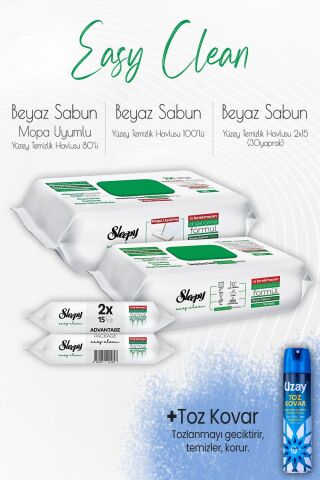 Sleepy Easy Clean Yüzey Temizlik Havlusu Seti 4 ve Toz Kovar