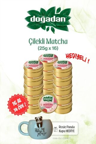 16 AL 14 ÖDE Doğadan Matcha Çilekli 25gr ve Panda Kupa