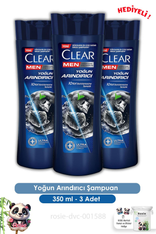 Clear Men 3'lü Yoğun Arındırıcı Kepeğe Karşı Şampuan 350 ml ve ROSIE
