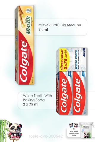 Colgate Misvak Özlü 75 ml,  With Baking Soda 2 x 75 ml Diş Macunu ve ROSIE