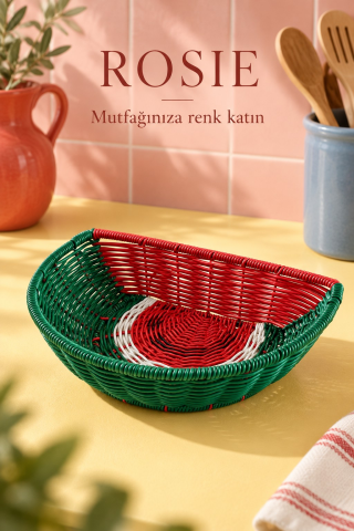ROSIE Karpuz Desenli Ekmek Sepeti 28 × 18 cm