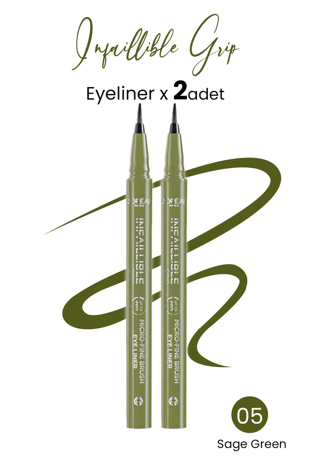 Loreal Paris Infaillible Grip Eyeliner 05 Sage Green x 2 Adet