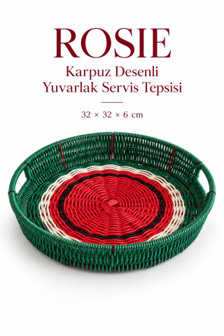 ROSIE Karpuz Desenli Yuvarlak Servis Tepsisi 32 cm