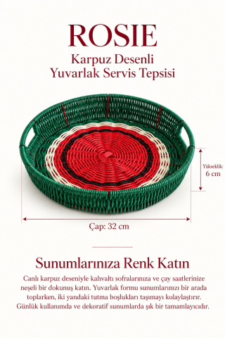 ROSIE Karpuz Desenli Yuvarlak Servis Tepsisi 32 cm