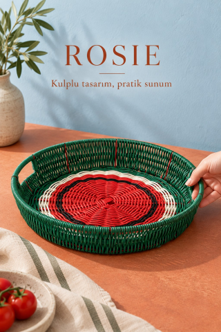 ROSIE Karpuz Desenli Yuvarlak Servis Tepsisi 32 cm