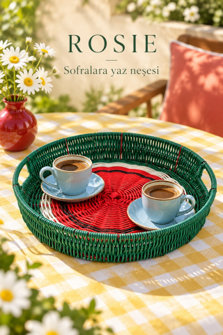 ROSIE Karpuz Desenli Yuvarlak Servis Tepsisi 32 cm