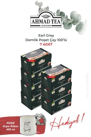 Earl Grey 100 x 7 adet Demlik Poşet Çay 320 G ve Rakun Kupa HEDİYE