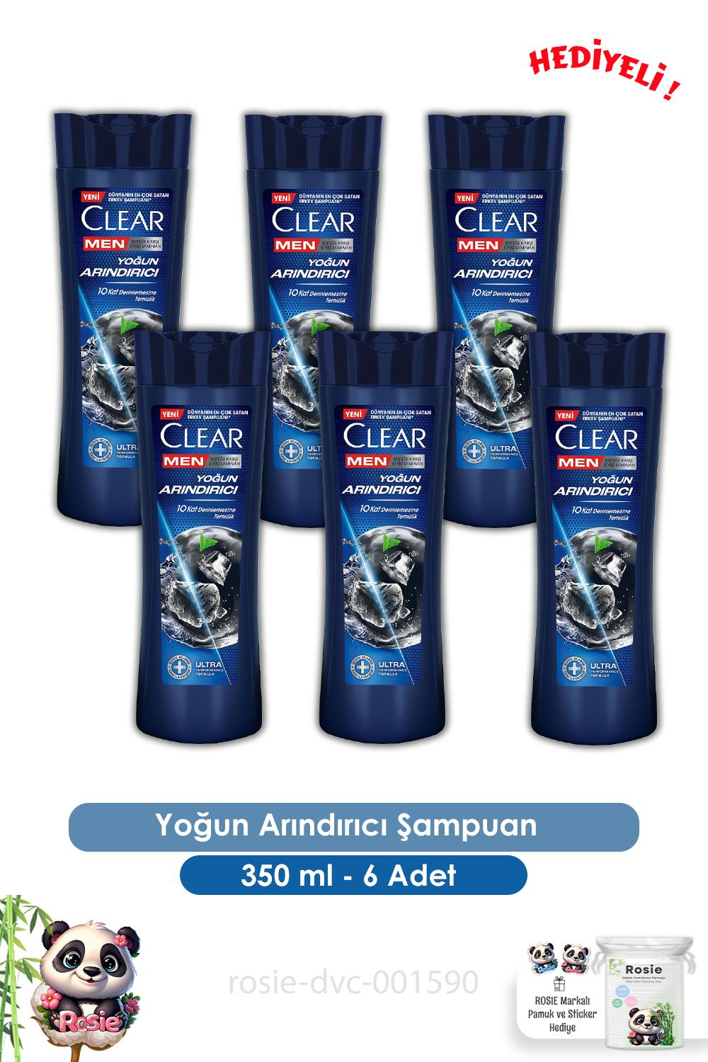 Clear Men  6'lı Yoğun Arındırıcı Kepeğe Karşı Şampuan 350 ml ve ROSIE