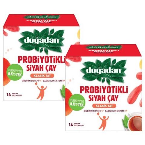 Doğadan Probiyotikli Siyah Çay Klasik Tat 14'li Bardak Poşet x 2 Adet
