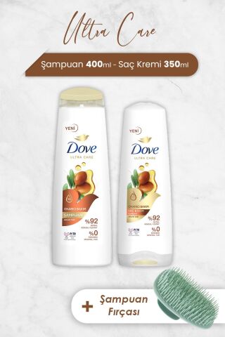 Dove Ultra Care Argan Yağı Şampuan, Saç Kremi ve Şampuan Fırçası