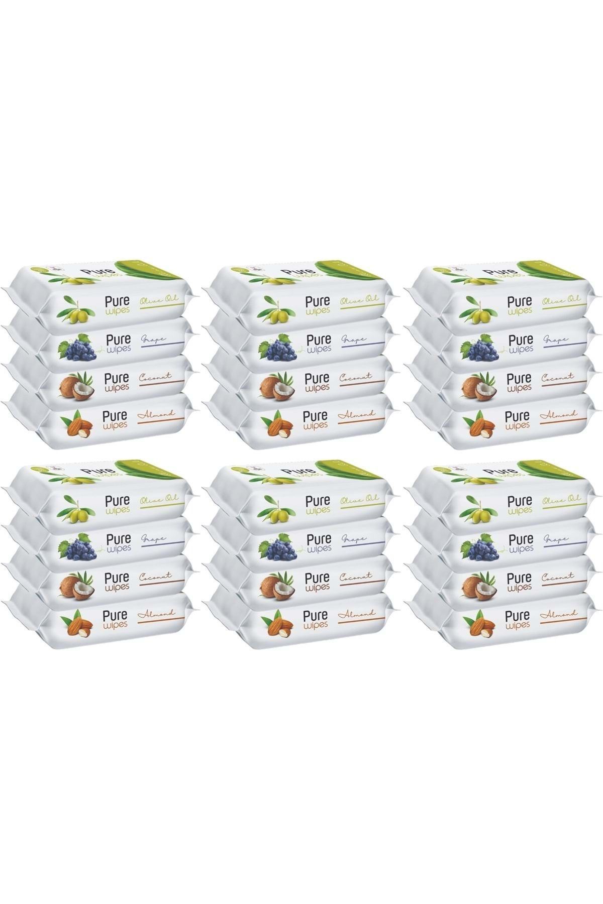 Pure Baby Wipes Islak Havlu Mendil 50 Yaprak 24 Lü Set (1200 YAPRAK) (MEYVELİ)