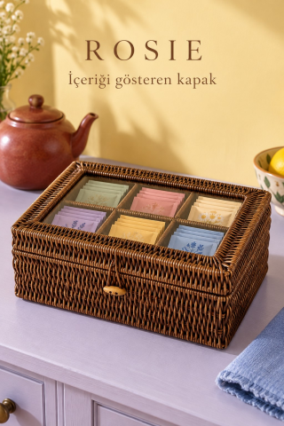 ROSIE 6 Bölmeli Kapaklı Çay Saklama Kutusu