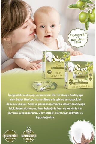 Sleepy Sensitive Zeytinyağlı Islak Havlu 90 lı 7 Paket