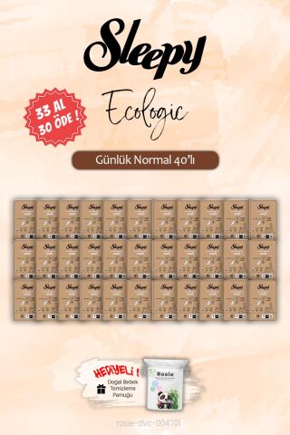 Sleepy 33 AL 30 ÖDE Ecologic Normal 40'lı Günlük Ped, ROSIE Hediye