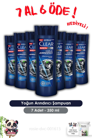 Clear Men 7 AL 6 ÖDE Yoğun Arındırıcı Kepeğe Karşı Şampuan 350 ml ve ROSIE